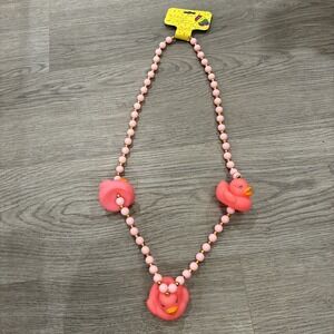 CUTE "PINK RUBBER DUCKS" MARDI GRAS NECKLACE DUCK DUCKIES BIRD